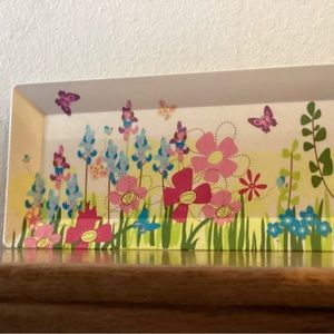 Vintage Evergreen Earthaware Bio Bamboo Fiber Floral Serving Tray